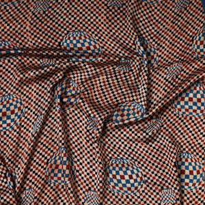 Brown - Ajrakh Block Printed Modal Silk Precut fabric - (0.9 meter)
