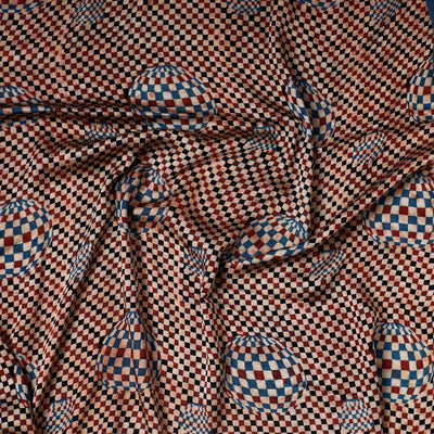 Brown - Ajrakh Block Printed Modal Silk Precut fabric - (0.9 meter)