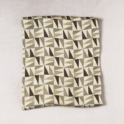 Beige - Vanaspati Block Printed Modal Silk Precut fabric - (1 meter)