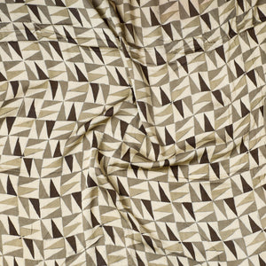 Beige - Vanaspati Block Printed Modal Silk Precut fabric - (1 meter)