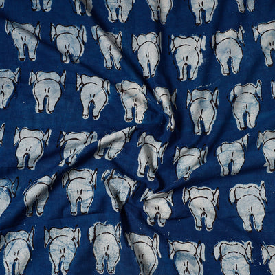 Blue - Bindaas Block Printing Natural Dyed Cotton Precut Fabric