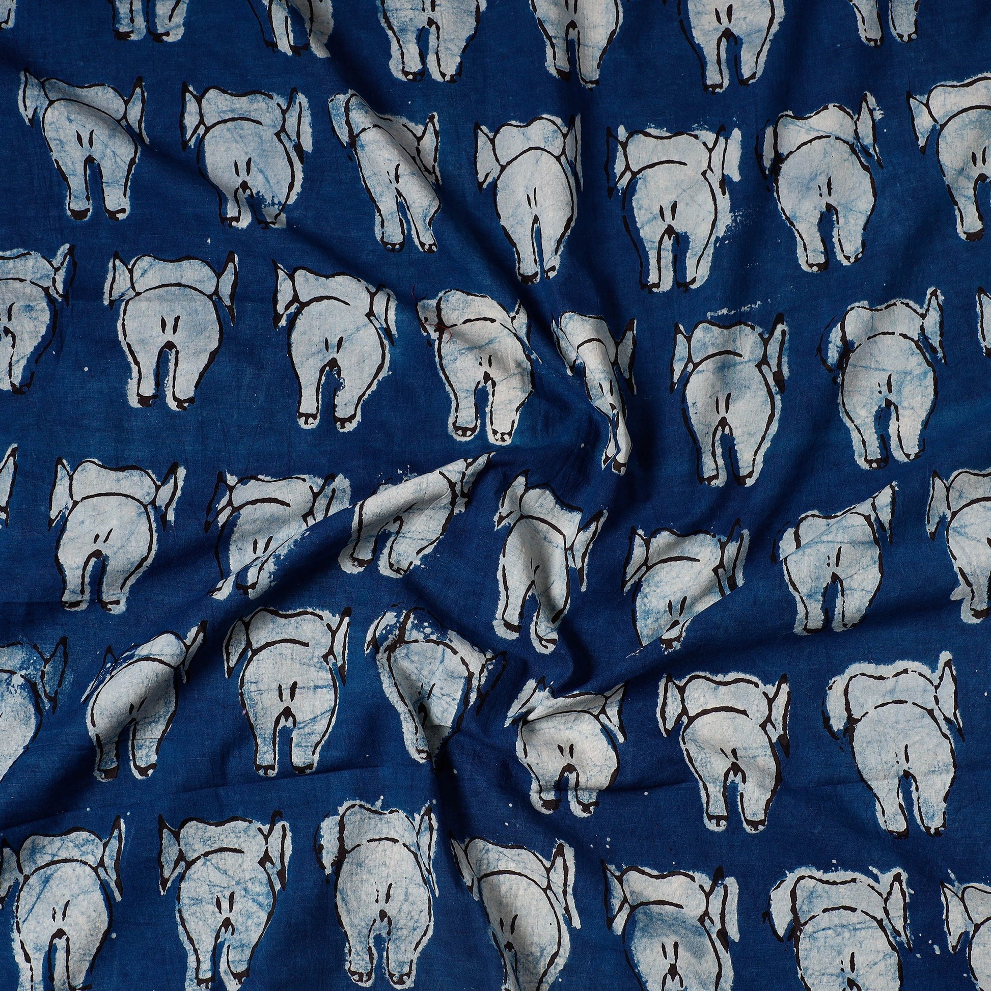 Blue - Bindaas Block Printing Natural Dyed Cotton Precut Fabric