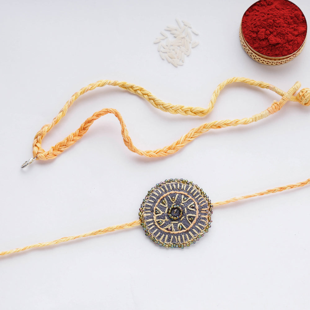 Beads & Thread Embroidered Reusable Rakhi by Neeli Titlee 67