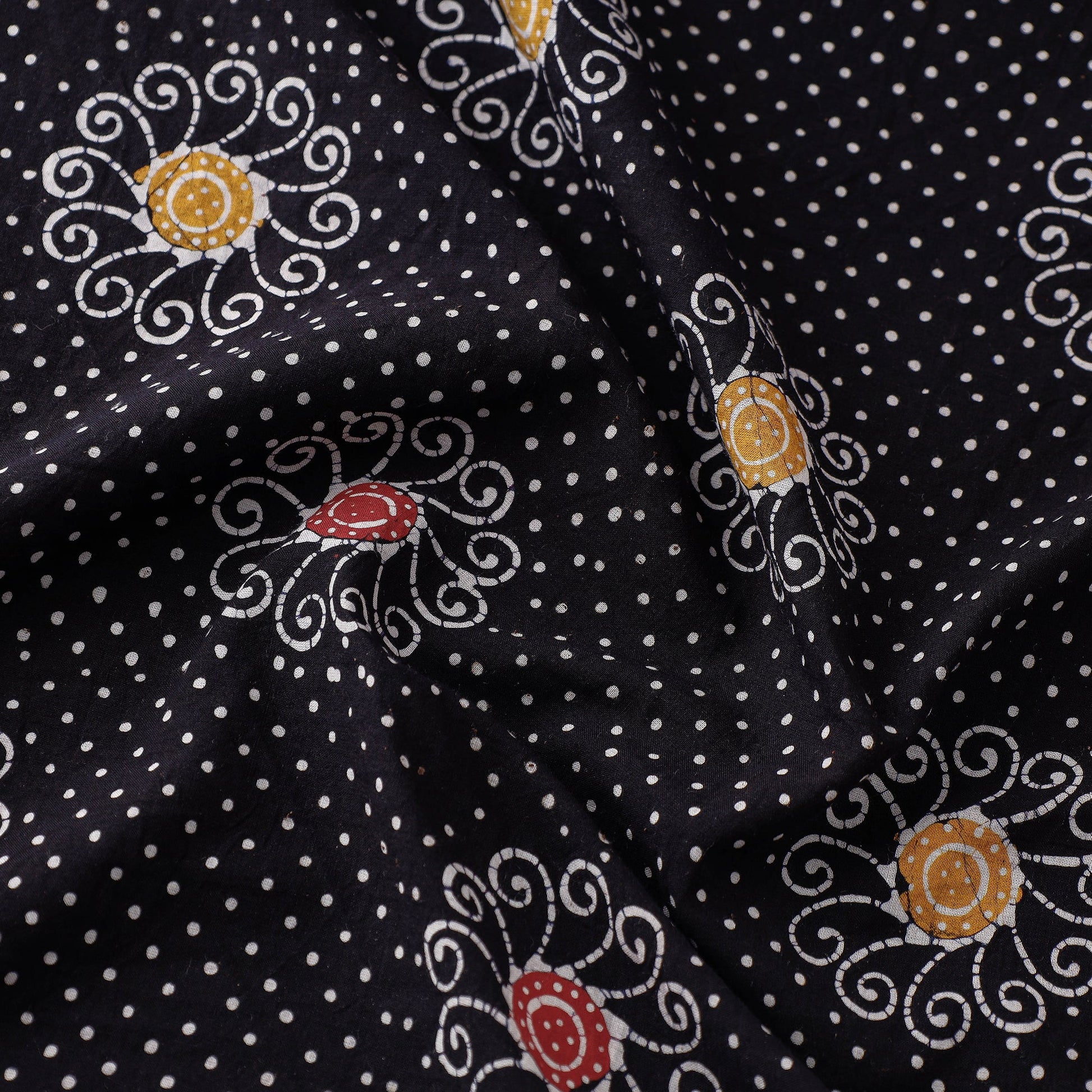 Black - Indonesian Style Cotton Batik Print Fabric