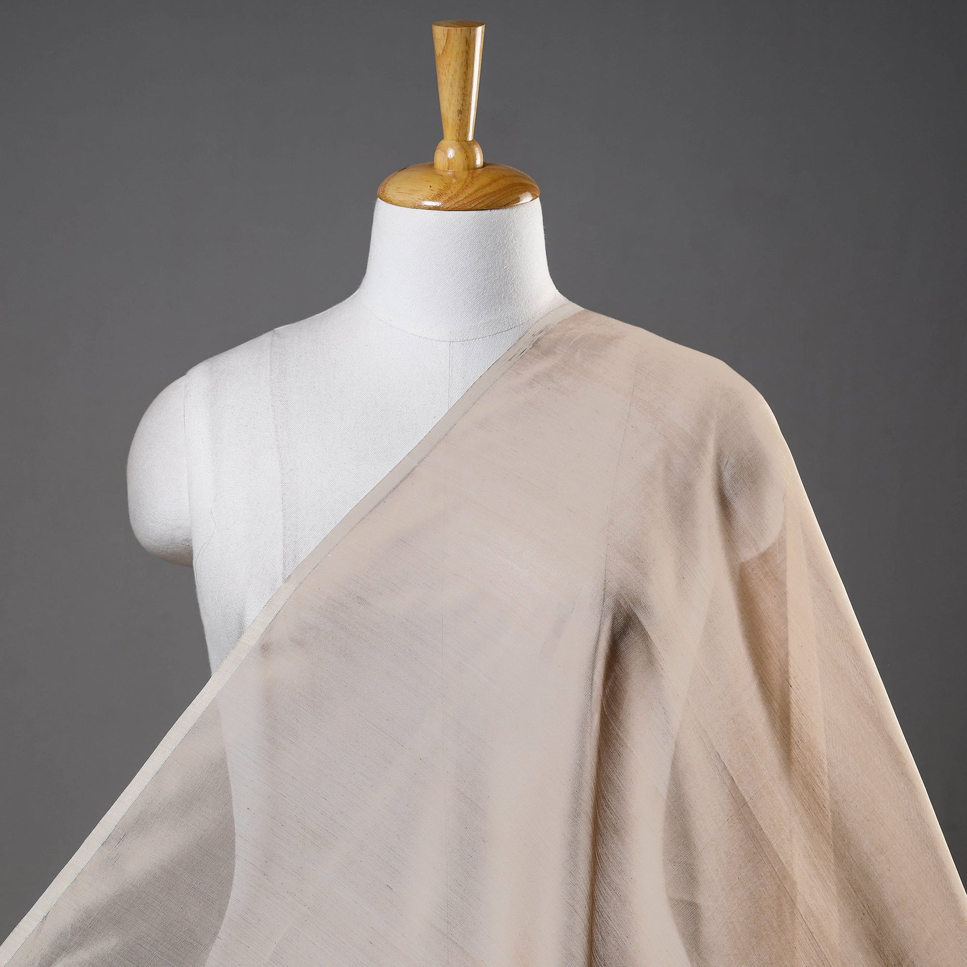 Beige - Maheshwari Silk Cotton Handloom Fabric