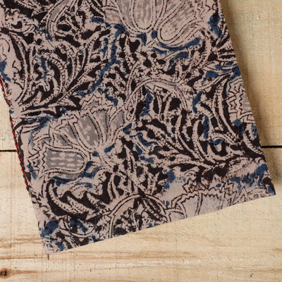 Black - Kalamkari Fabric Cover Handmade Paper Notebook (9 x 7 in)