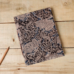 Black - Kalamkari Fabric Cover Handmade Paper Notebook (9 x 7 in)