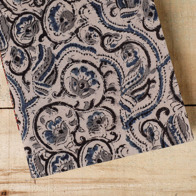 Beige - Kalamkari Fabric Cover Handmade Paper Notebook (9 x 7 in)