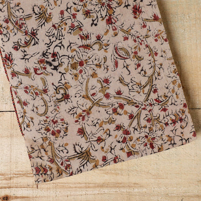 Beige - Kalamkari Fabric Cover Handmade Paper Notebook (9 x 7 in)
