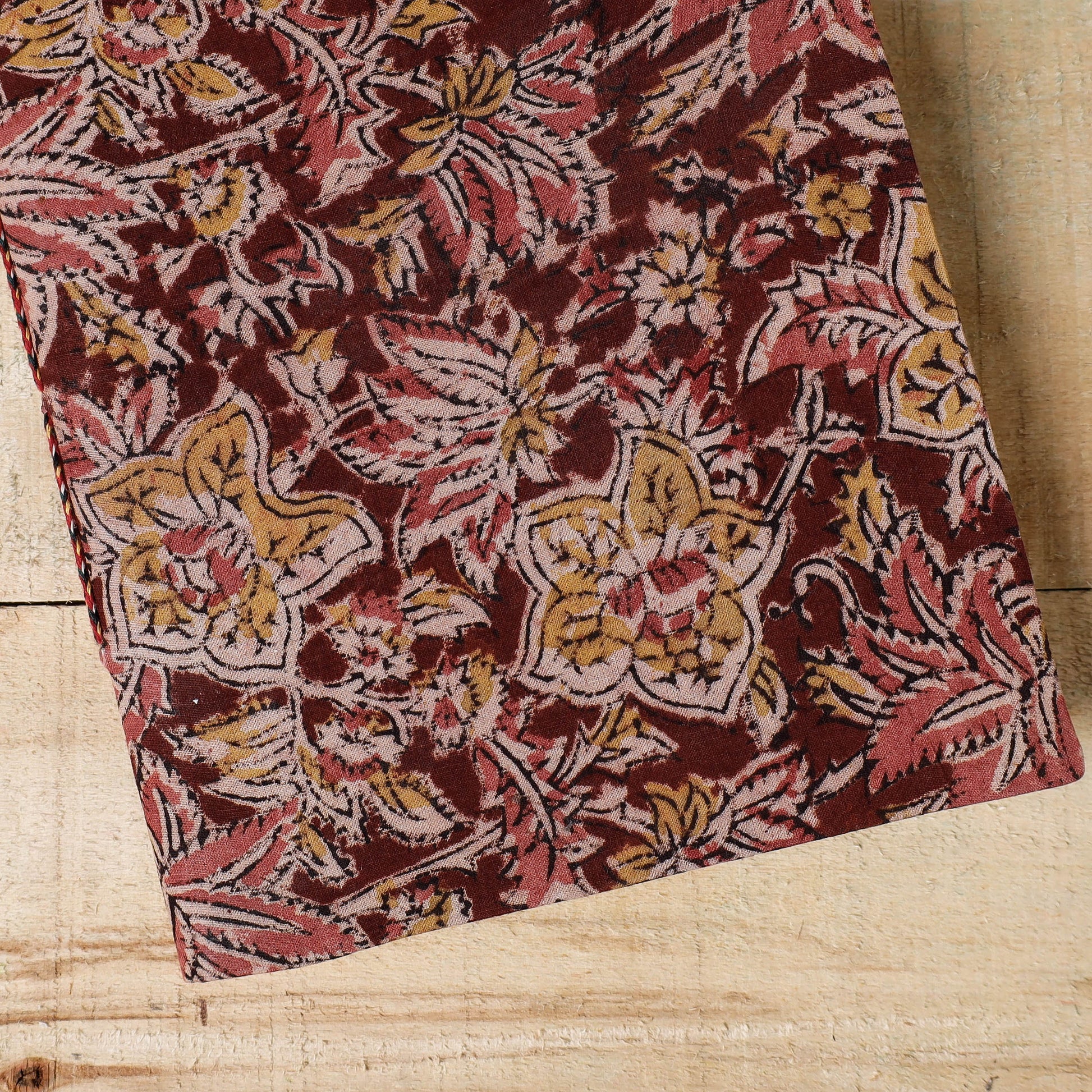Brown - Kalamkari Fabric Cover Handmade Paper Notebook (9 x 7 in)