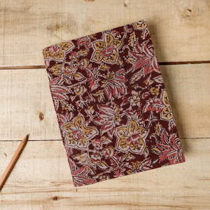 Brown - Kalamkari Fabric Cover Handmade Paper Notebook (9 x 7 in)