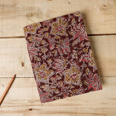 Brown - Kalamkari Fabric Cover Handmade Paper Notebook (9 x 7 in)