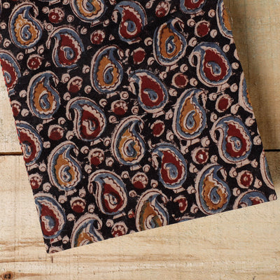 Black - Kalamkari Fabric Cover Handmade Paper Notebook (9 x 7 in)