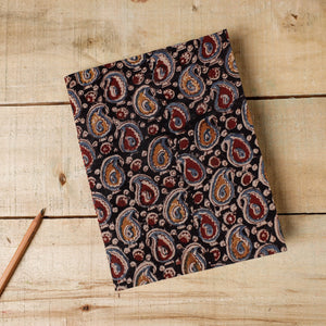 Black - Kalamkari Fabric Cover Handmade Paper Notebook (9 x 7 in)