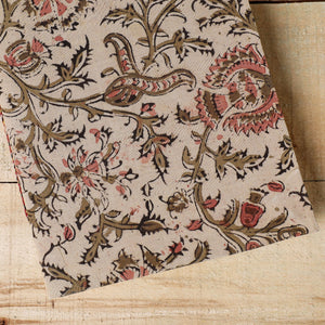 Beige - Kalamkari Fabric Cover Handmade Paper Notebook (9 x 7 in)