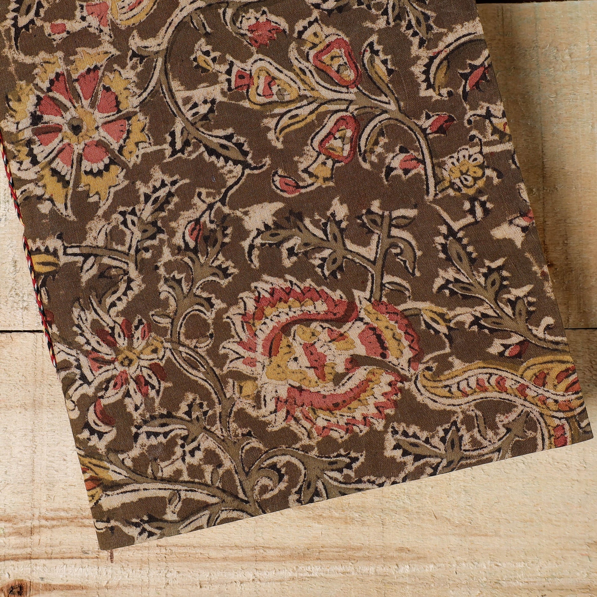 Brown - Kalamkari Fabric Cover Handmade Paper Notebook (9 x 7 in)