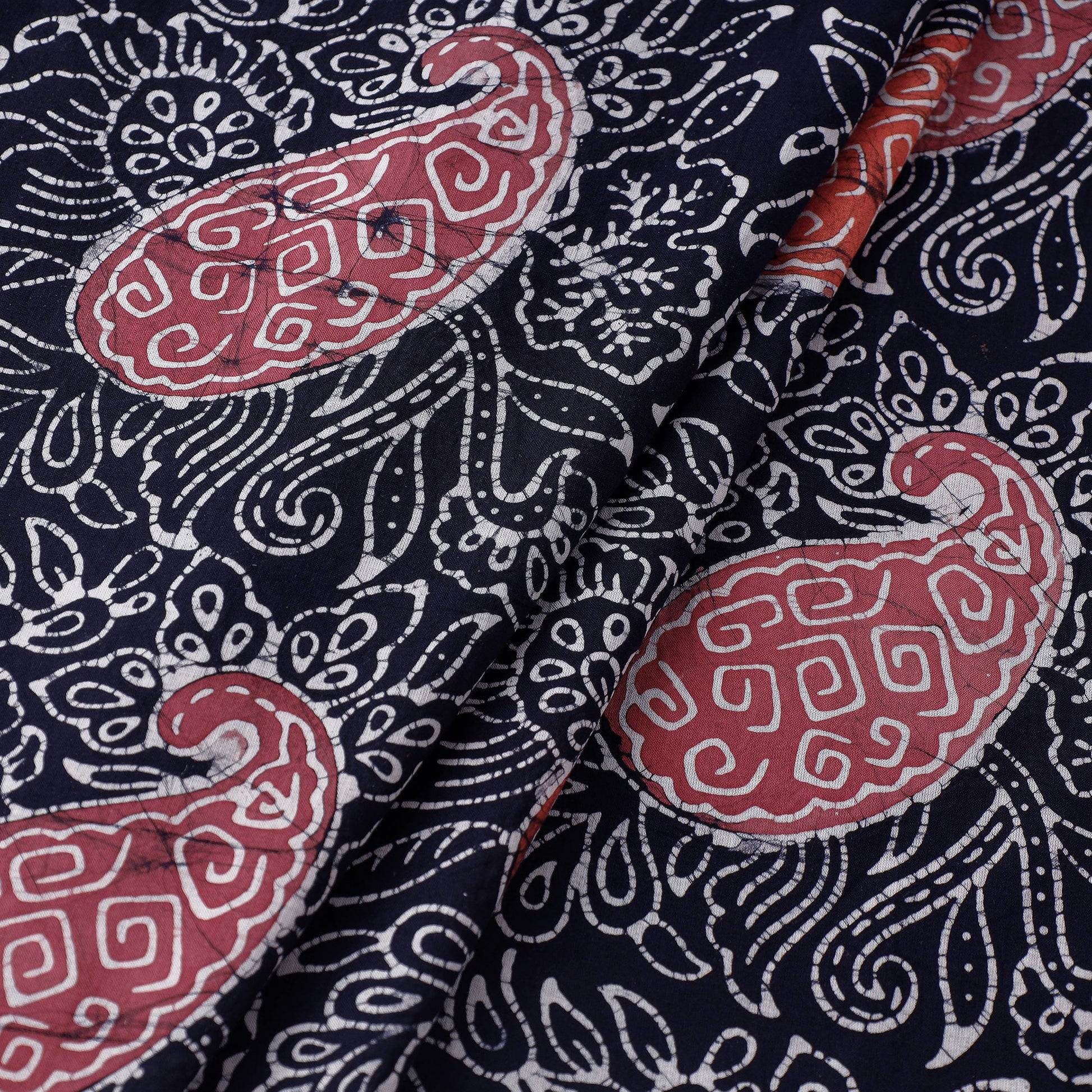 Black - Indonesian Style Cotton Batik Print Fabric