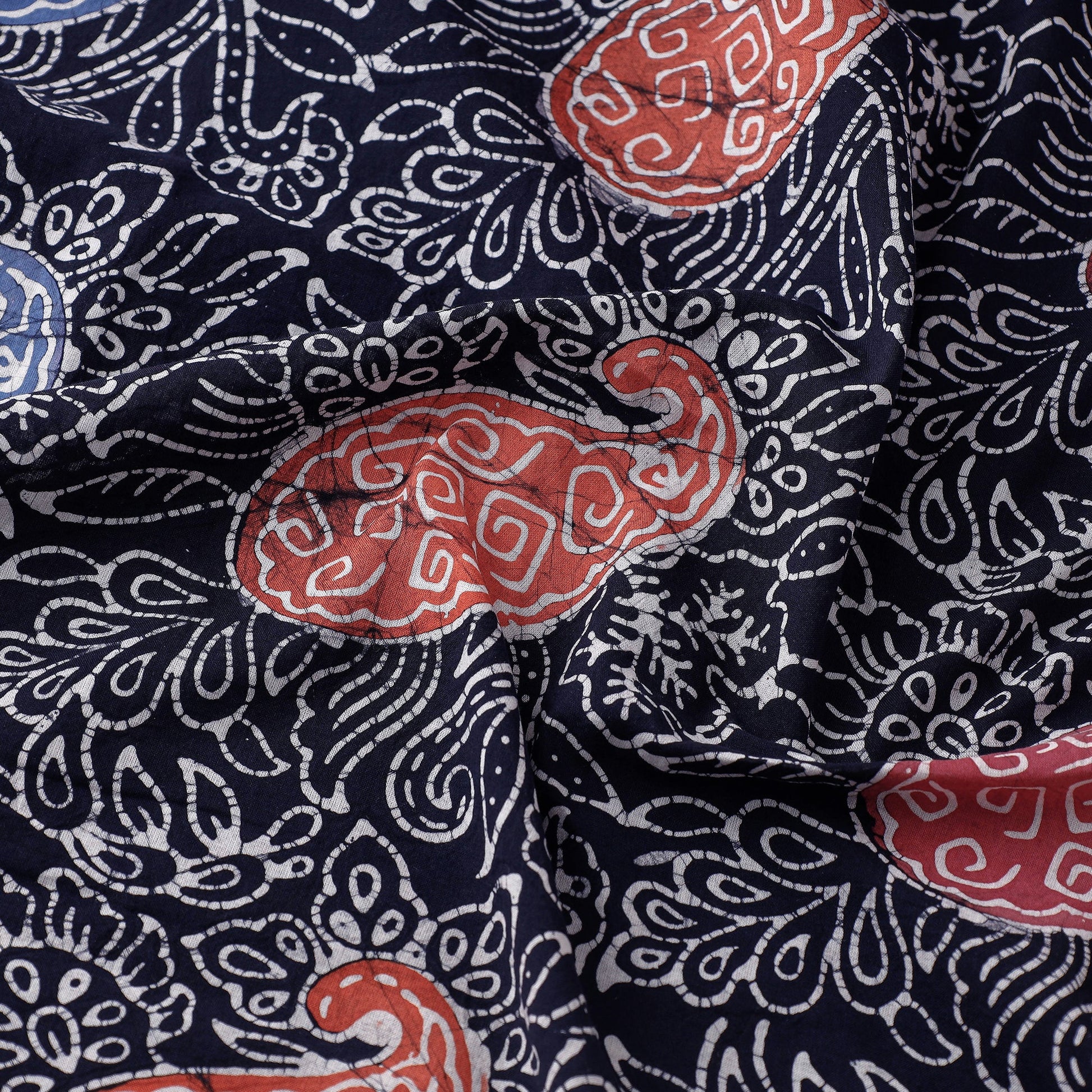 Black - Indonesian Style Cotton Batik Print Fabric
