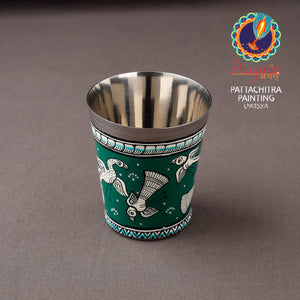 Green - Odisha Pattachitra Handpainted Stainless Steel Glass