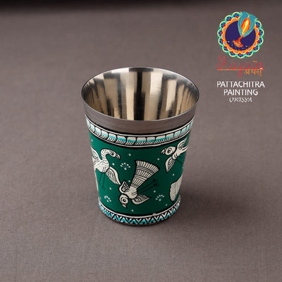 Green - Odisha Pattachitra Handpainted Stainless Steel Glass