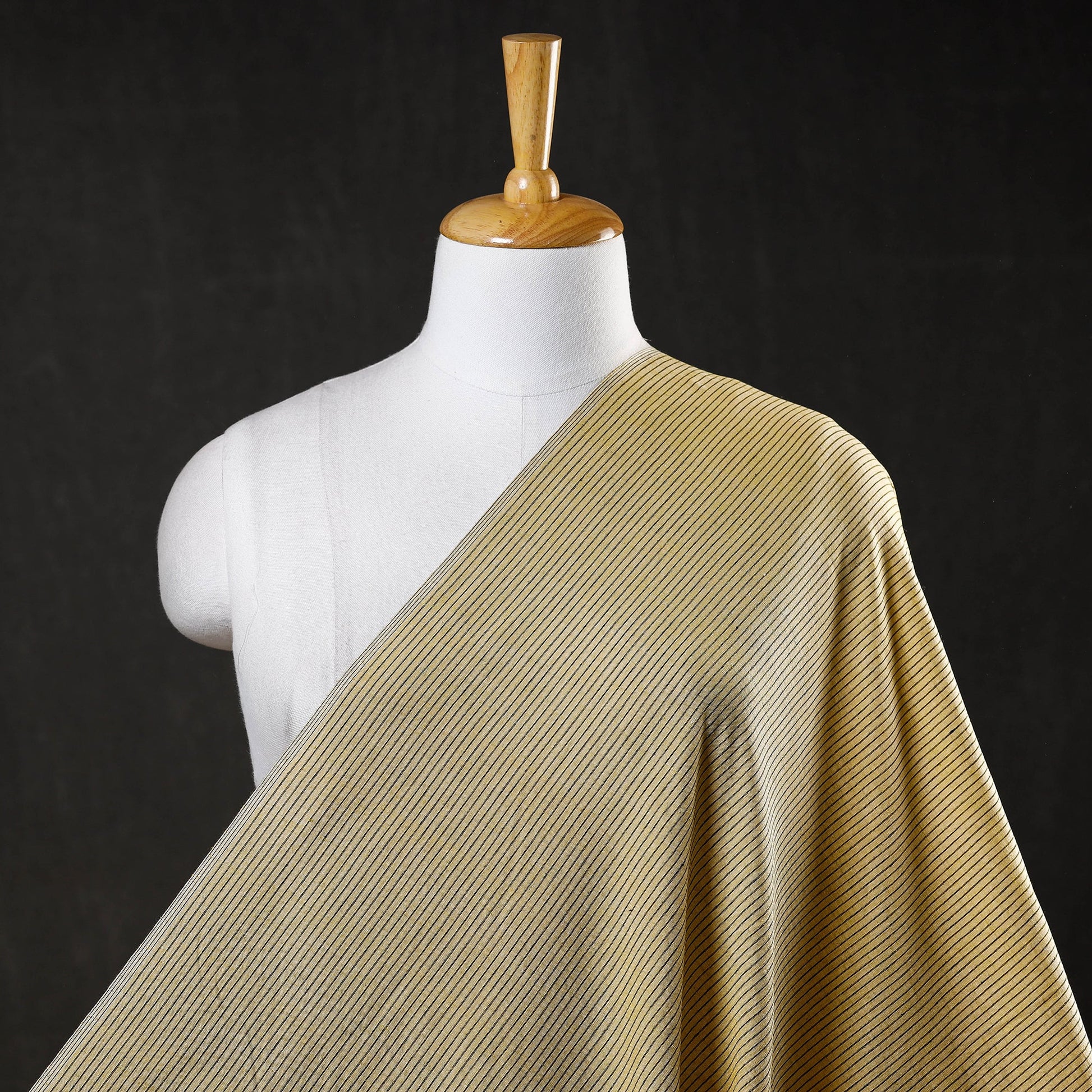 Brown - Baragaon Pre Washed Handloom Striped Cotton Fabric