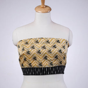 Beige - Rangoli Pipad Chanderi Silk Blouse Piece with Ikat Border