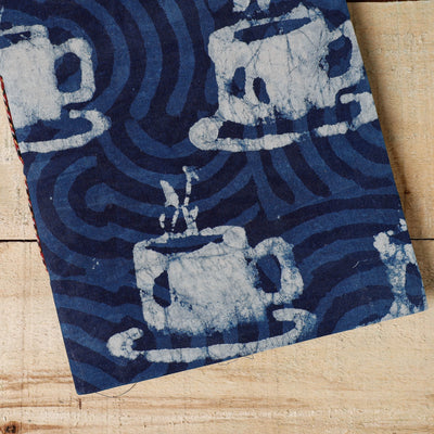 Blue - Bindaas Fabric Cover Handmade Paper Notebook (9 x 7 in)