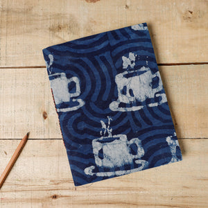 Blue - Bindaas Fabric Cover Handmade Paper Notebook (9 x 7 in)