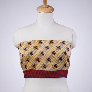 Beige - Rangoli Pipad Chanderi Silk Blouse Piece with Ikat Border
