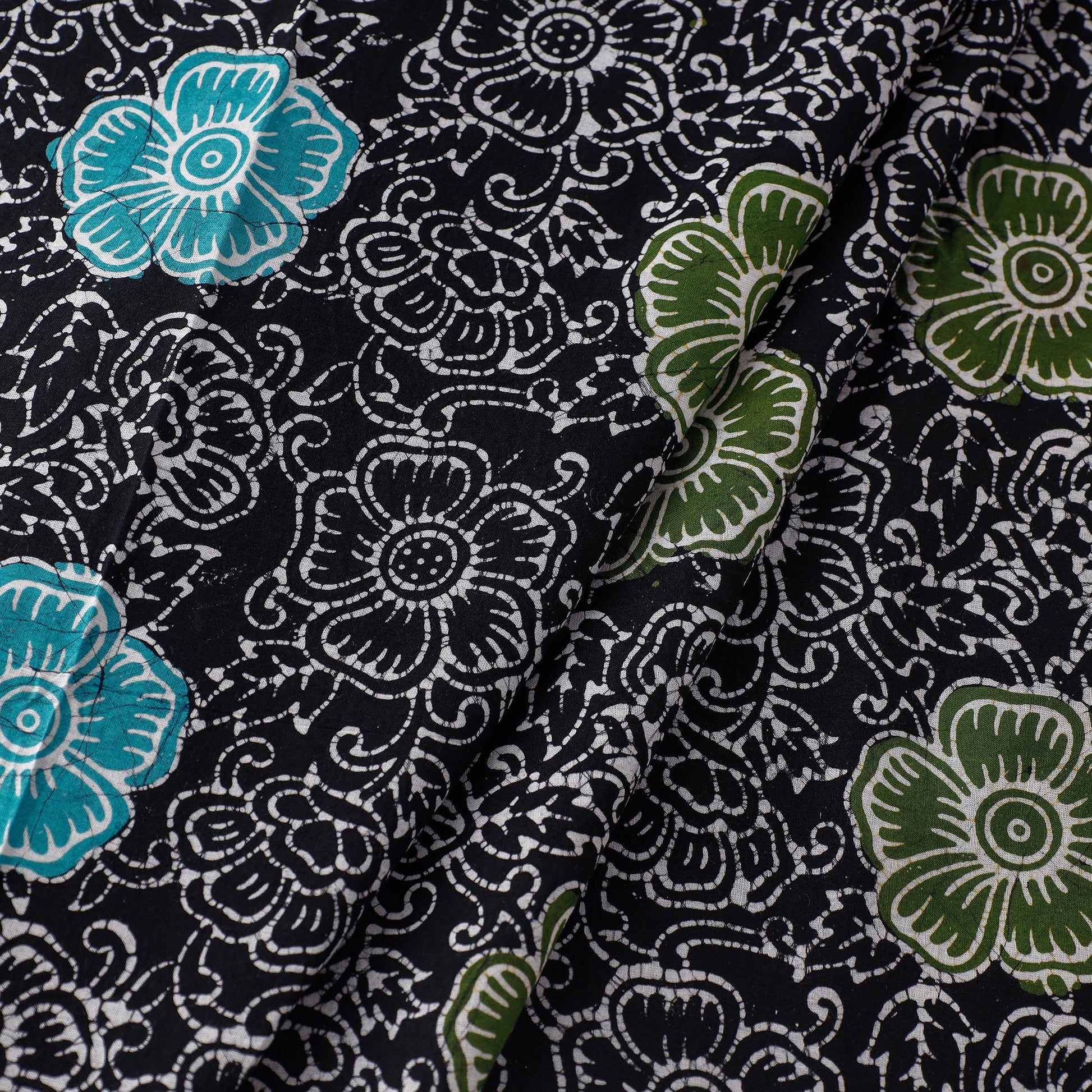 Black - Indonesian Style Cotton Batik Print Fabric