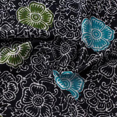 Black - Indonesian Style Cotton Batik Print Fabric