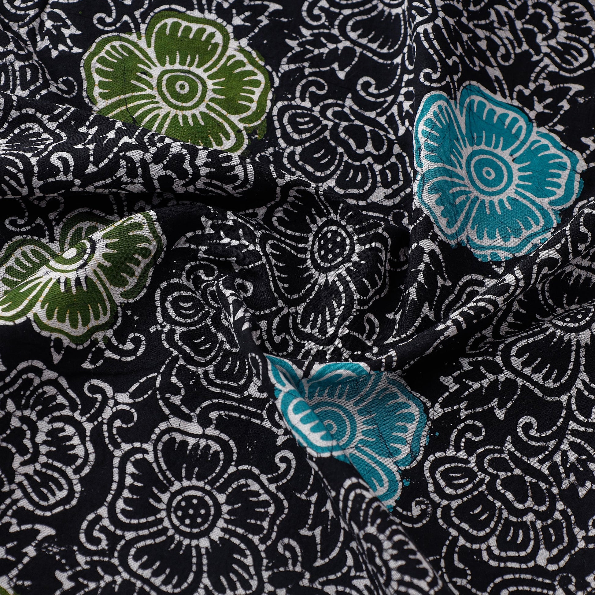 Black - Indonesian Style Cotton Batik Print Fabric