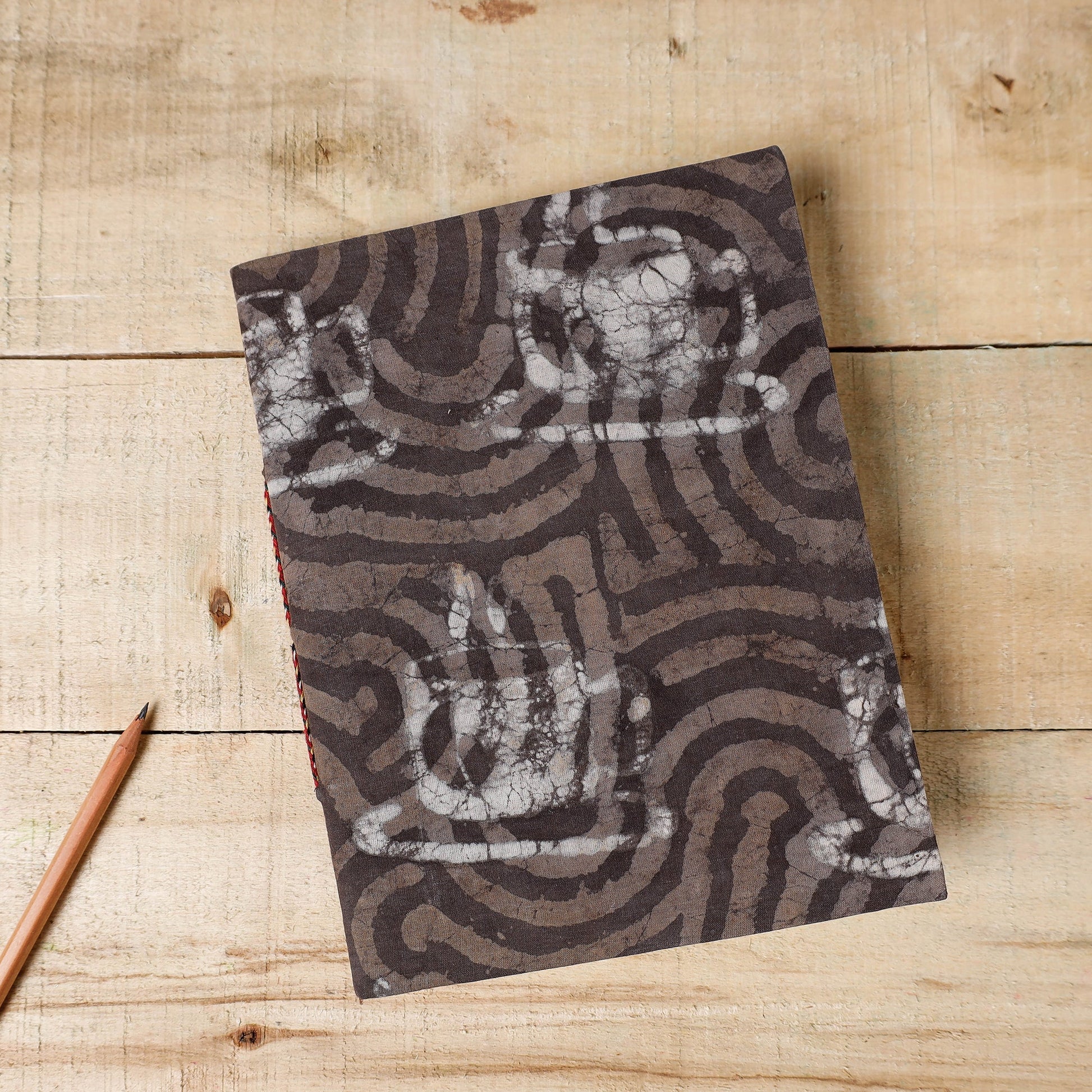 Brown - Bindaas Fabric Cover Handmade Paper Notebook (9 x 7 in)