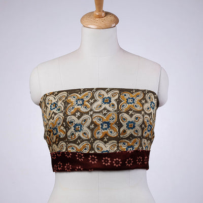 Brown - Rangoli Kalamkari Silk Blouse Piece
