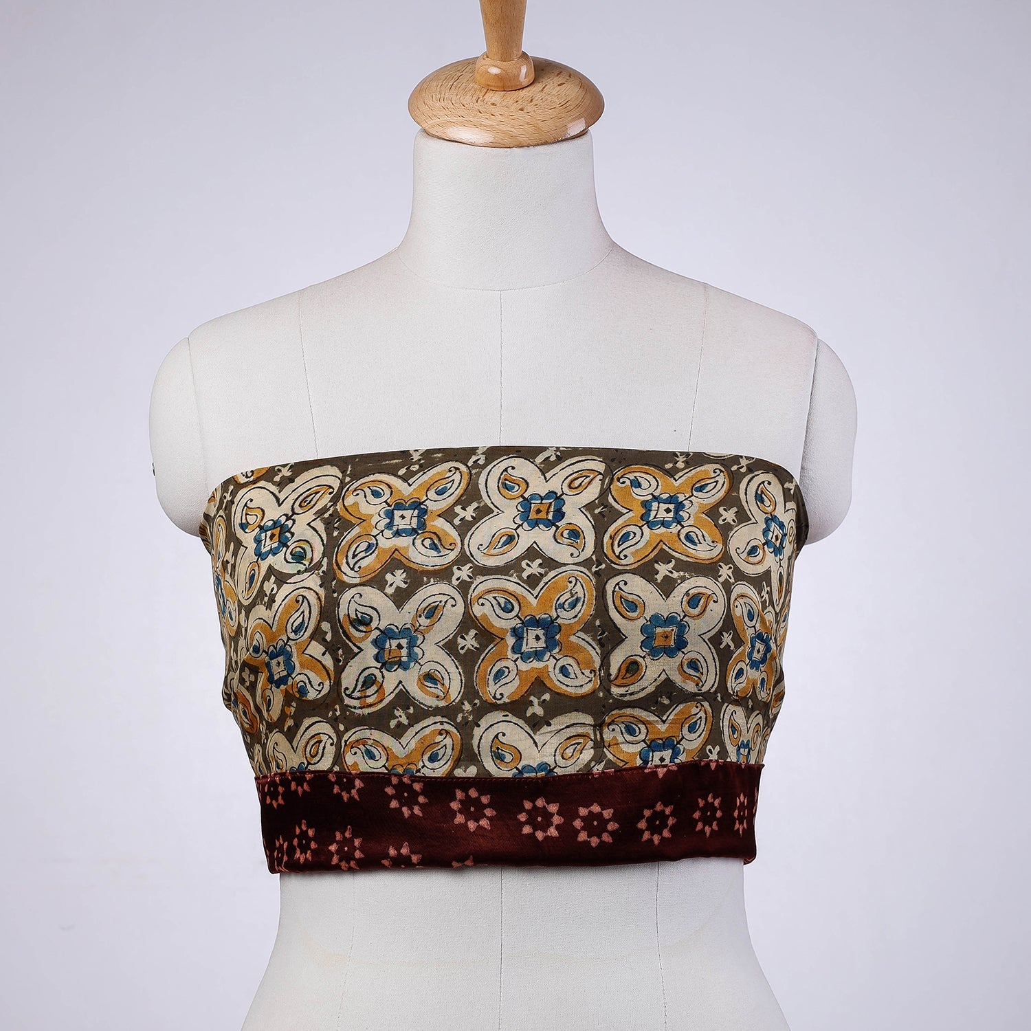 Brown - Rangoli Kalamkari Silk Blouse Piece
