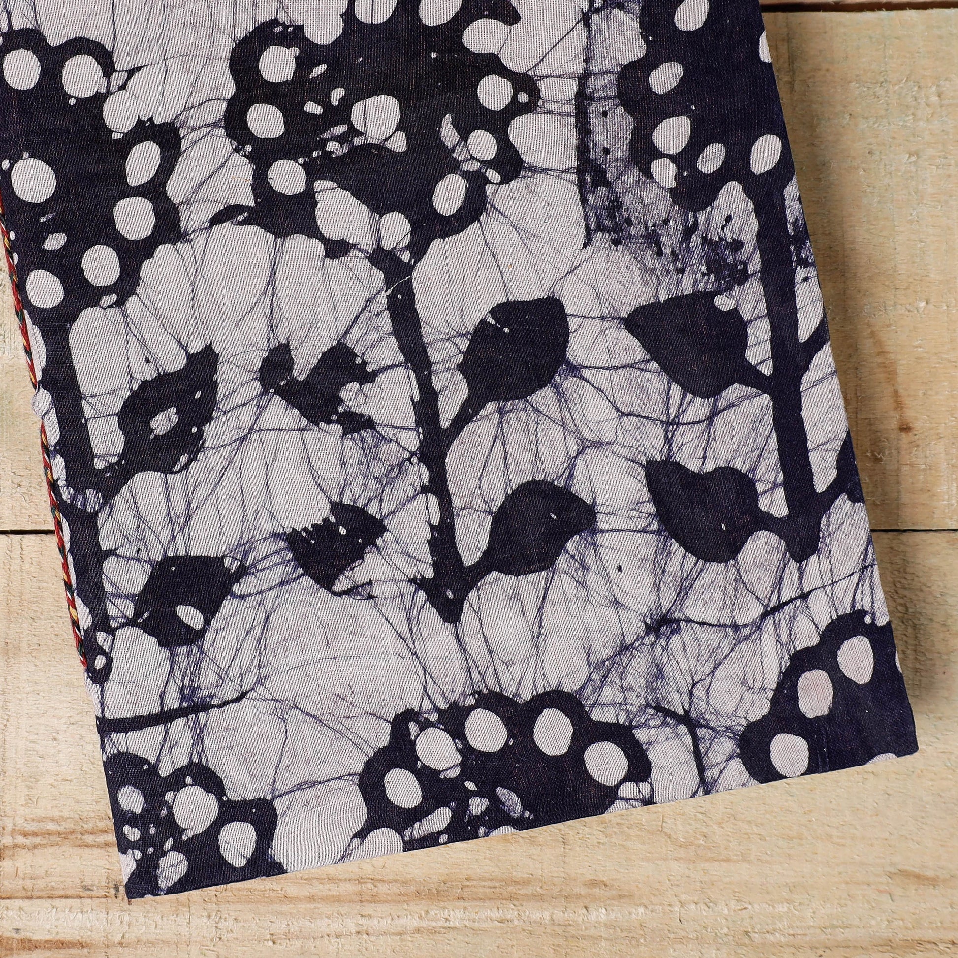 Blue - Batik Fabric Cover Handmade Paper Notebook (9 x 7 in)