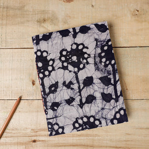 Blue - Batik Fabric Cover Handmade Paper Notebook (9 x 7 in)