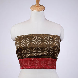 Brown - Rangoli Kutch Block Printing Modal Silk Blouse Piece