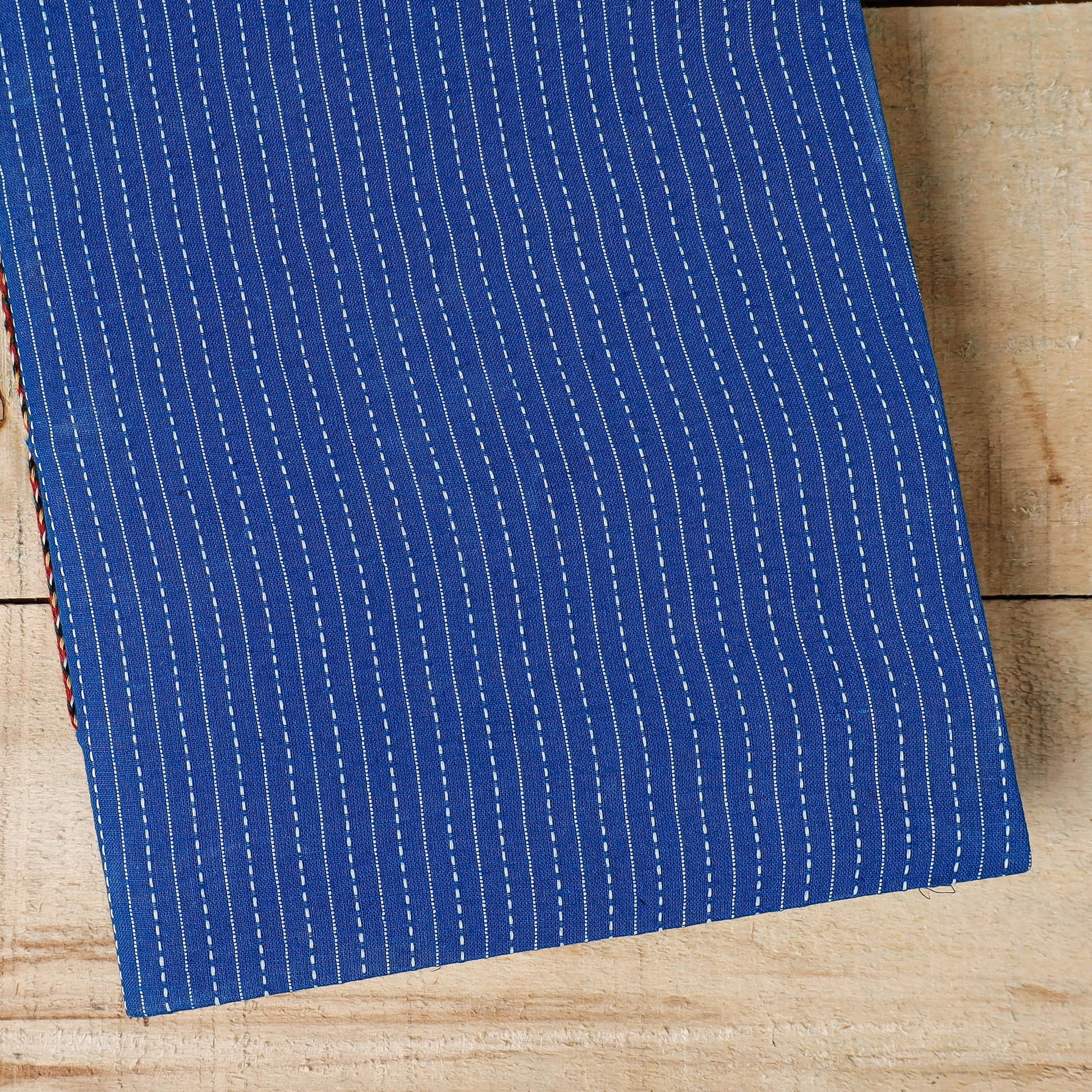 Blue - Kantha Stitch Fabric Cover Handmade Paper Notebook (9 x 7 in)