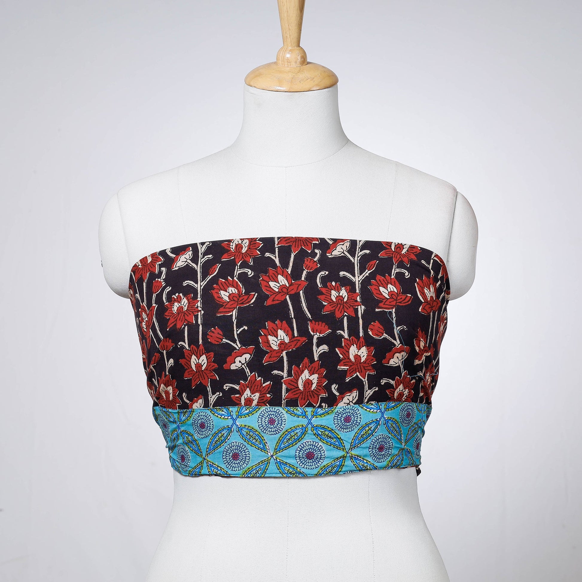 Black - Rangoli Bagru Block Printing Cotton Blouse Piece
