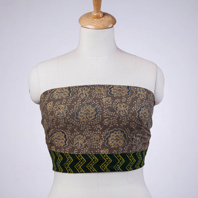 Brown - Rangoli Sanganeri Cotton Blouse Piece
