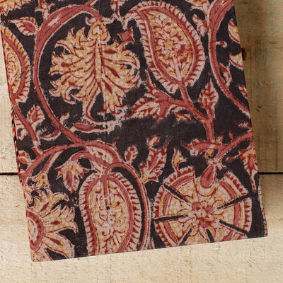 Black - Kalamkari Fabric Cover Handmade Paper Notebook (7 x 5 in)