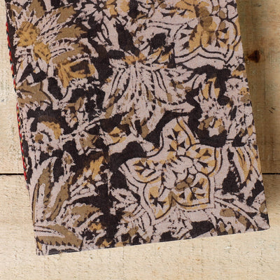 Black - Kalamkari Fabric Cover Handmade Paper Notebook (7 x 5 in)
