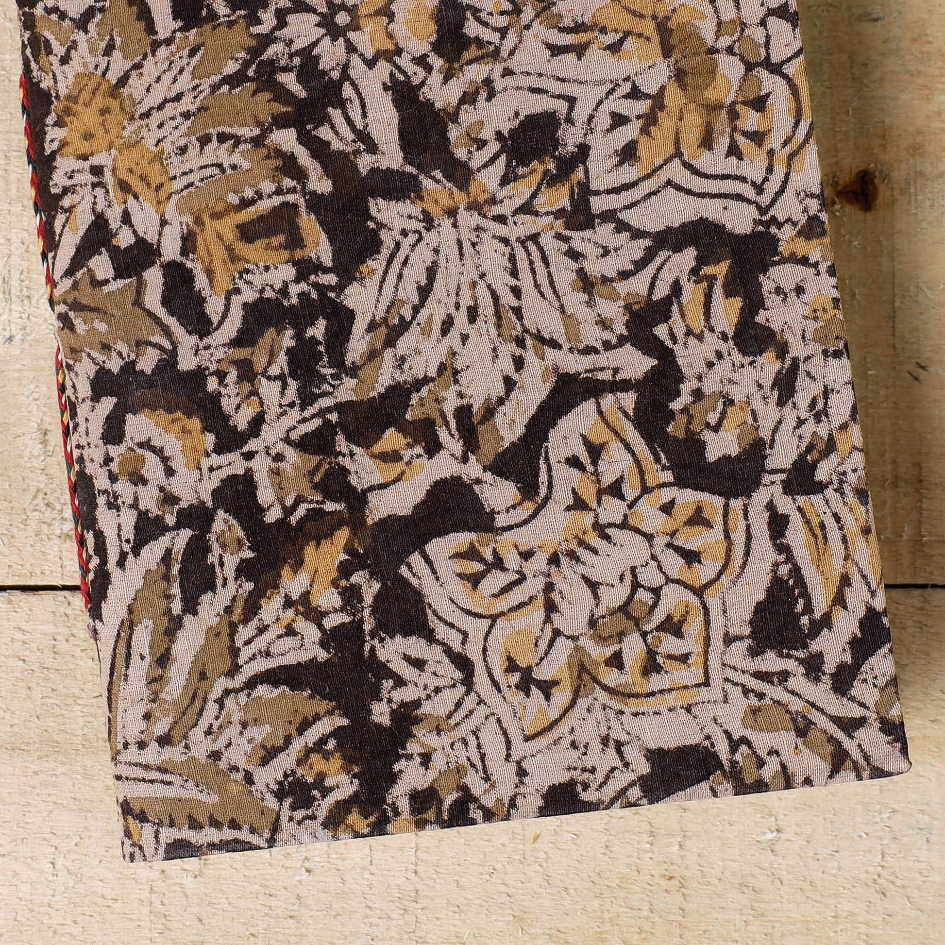 Black - Kalamkari Fabric Cover Handmade Paper Notebook (7 x 5 in)