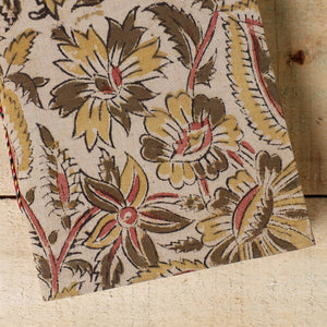 Beige - Kalamkari Fabric Cover Handmade Paper Notebook (7 x 5 in)