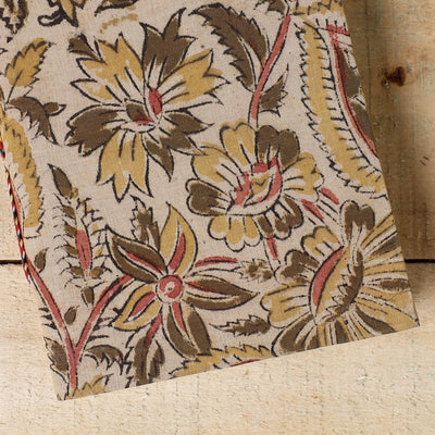 Beige - Kalamkari Fabric Cover Handmade Paper Notebook (7 x 5 in)