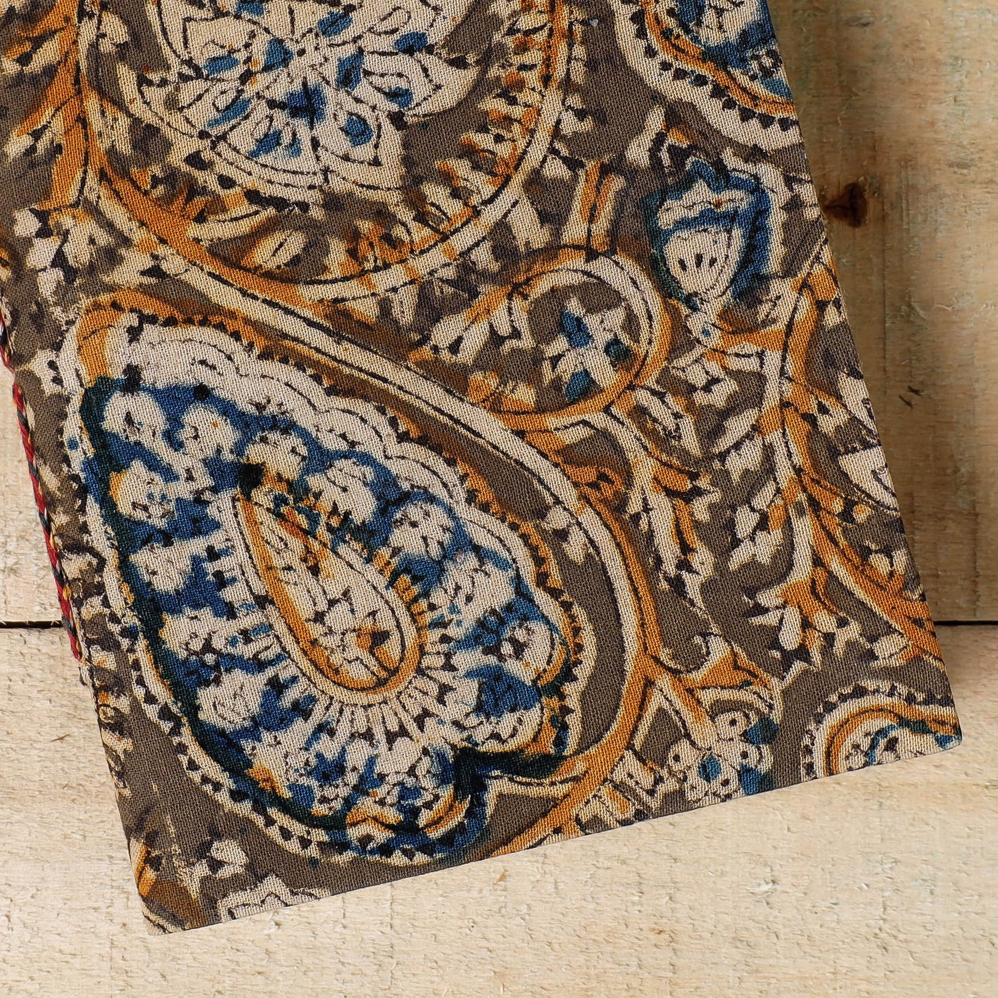 Brown - Kalamkari Fabric Cover Handmade Paper Notebook (7 x 5 in)