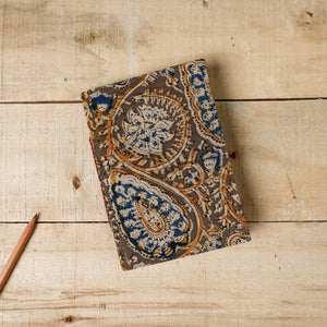 Brown - Kalamkari Fabric Cover Handmade Paper Notebook (7 x 5 in)