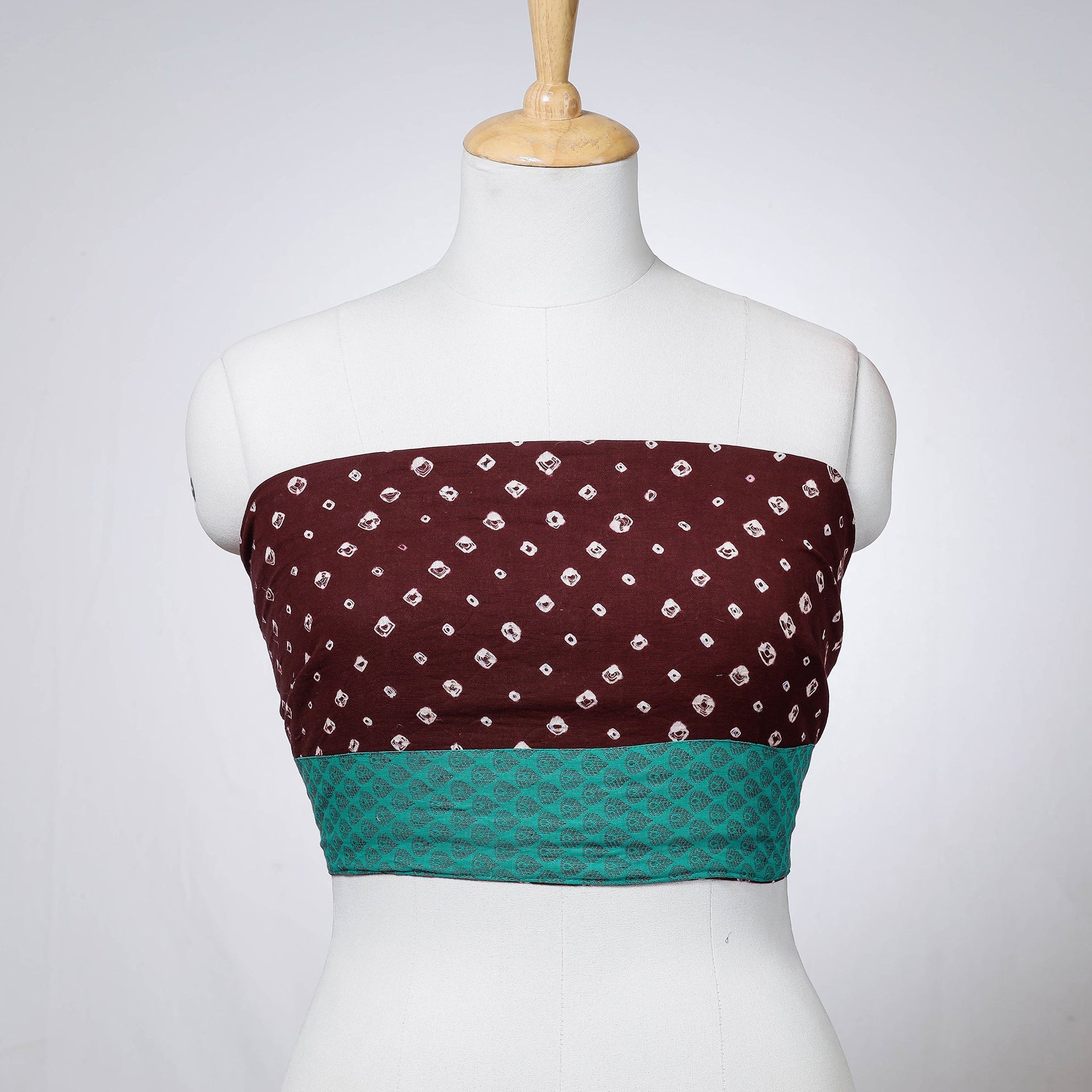 Brown - Rangoli Bandhani Tie-Dye Cotton Blouse Piece