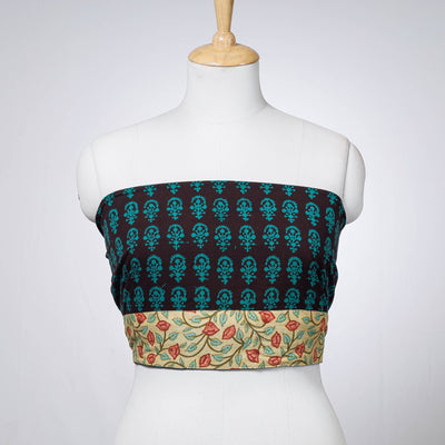 Black - Rangoli Bagh Block Printing Cotton Blouse Piece
